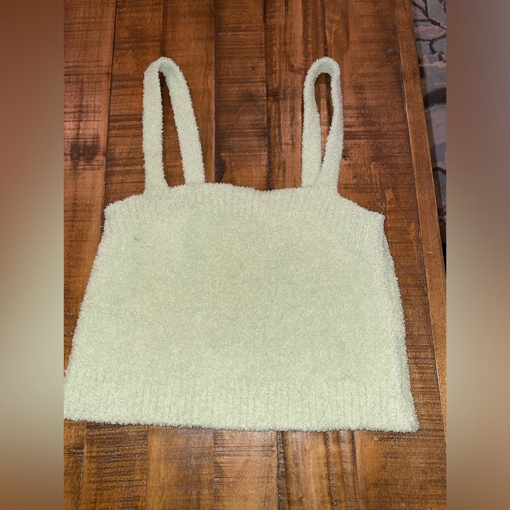 Fuzzy green crop top